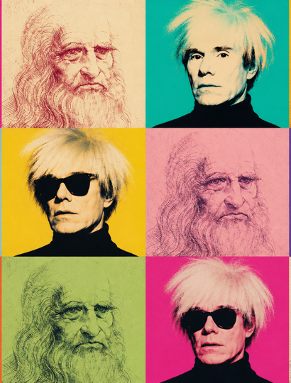 firefly_un collage di foto in stile andy warhol con immagini di warhol e leonardo da vinci 873961-2